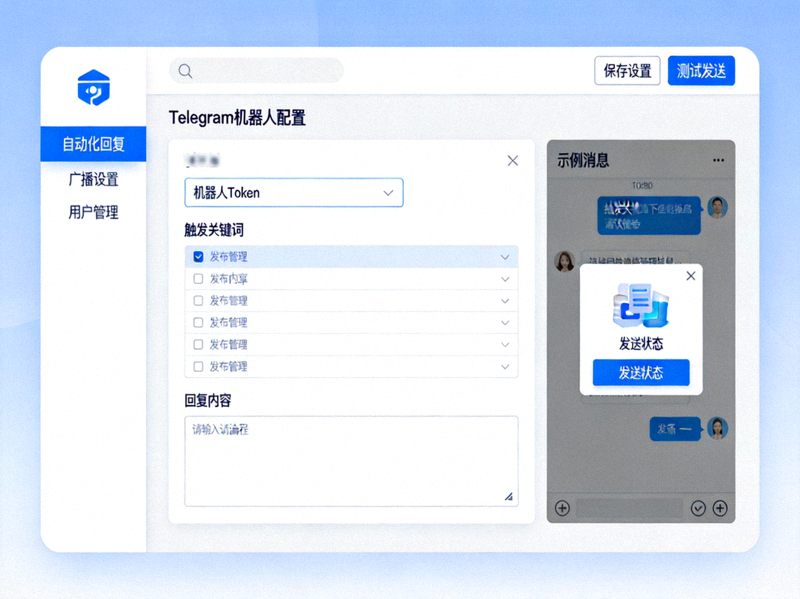 Chatfuel自动化回复与广播Telegram机器人配置后台界面