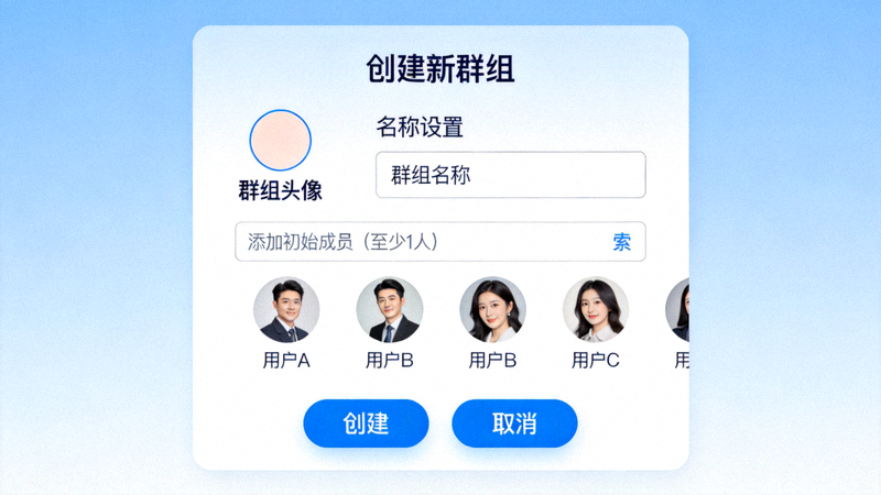 设置Telegram群组名称、头像和添加初始成员的设置窗口界面