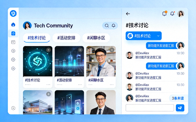 Telegram电脑版大型群组中使用话题分组管理不同讨论主题的界面实例