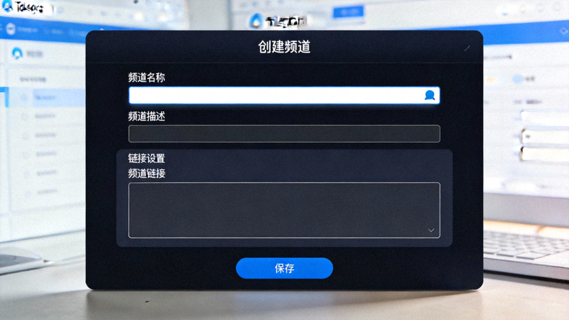 Telegram电脑版频道创建界面截图，展示名称、描述和链接设置区域