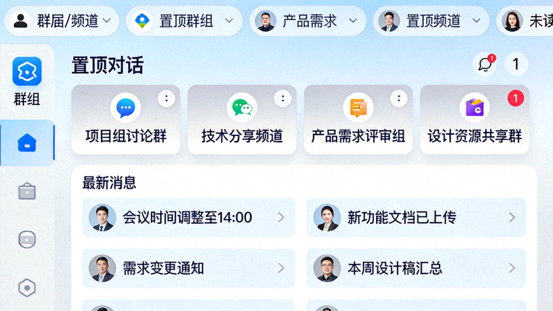 展示Telegram电脑版对话列表中多个已置顶群组与频道的示例截图